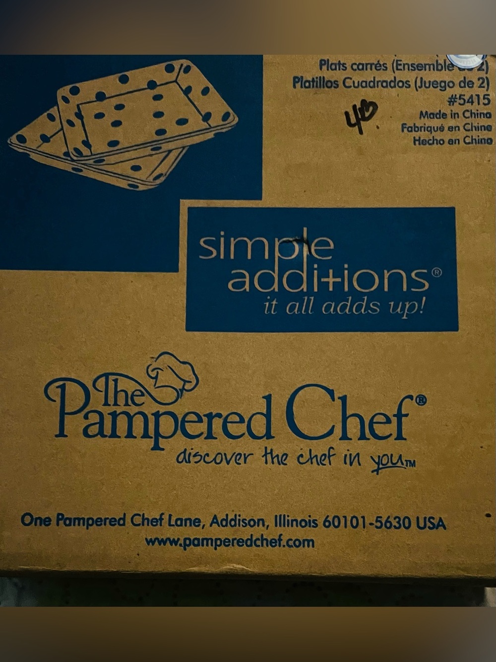 The Pampered Chef Simple Additions Square Plates - Blue